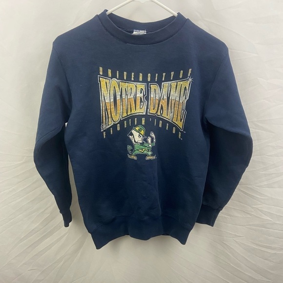 Vintage Notre Dame Fightin Irish Sweatshirt Kids Size 14-16 Dark Blue - Picture 9 of 9
